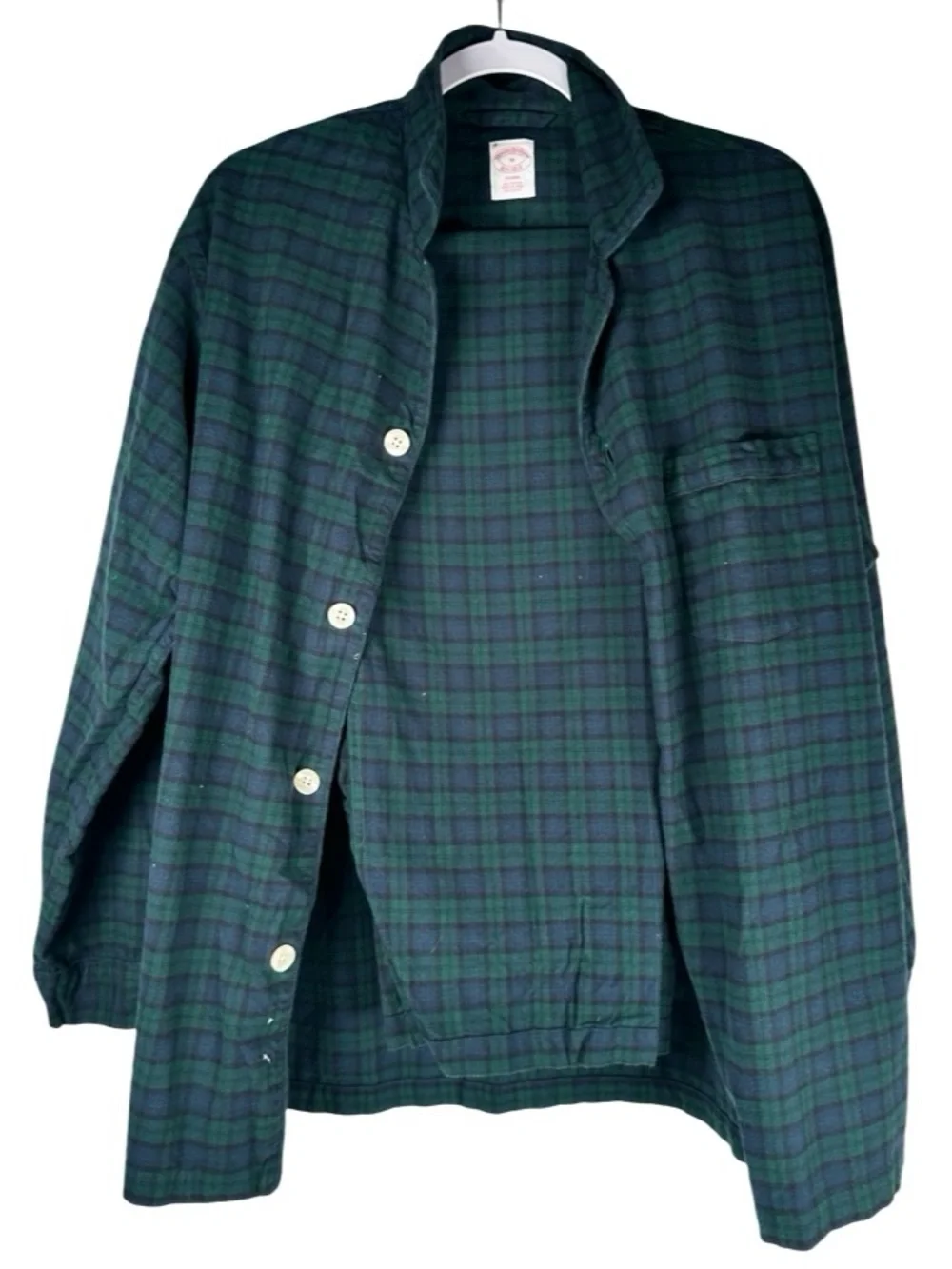 Brooks Brothers Cotton Flannel Tartan Plaid Green Navy Pajama Set Men’s Medium